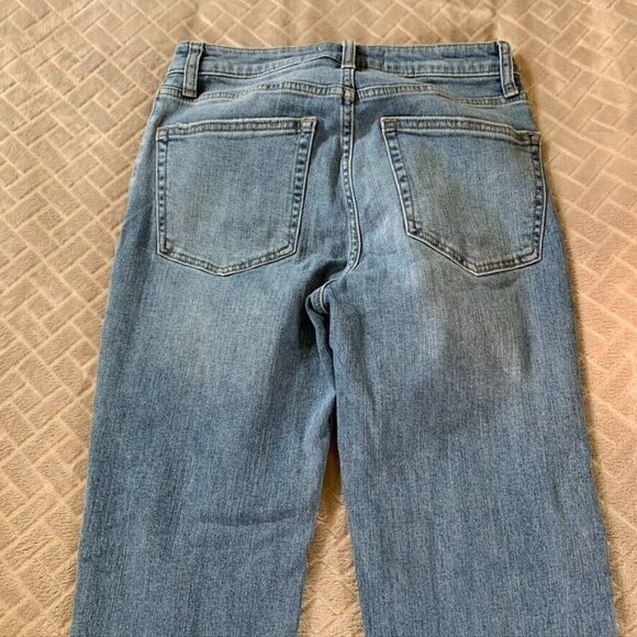 Signature Twenty Four Womens 27 Denim Jeans Blue Baggy Straight Leg Distressed - Picture 10 of 12
